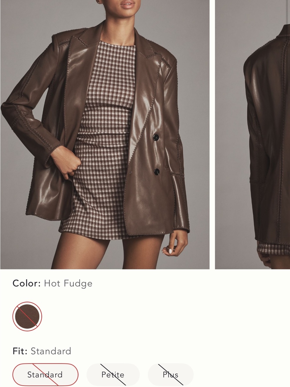 Anthropologie Hot Fudge Double-Breasted Leather Blazer